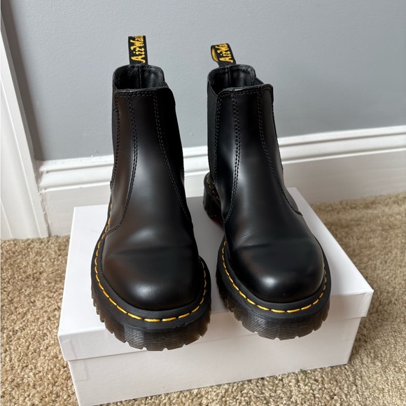 Dr. Martens Black Chelsea Boots with Yellow Stitching - Picture 2 of 5